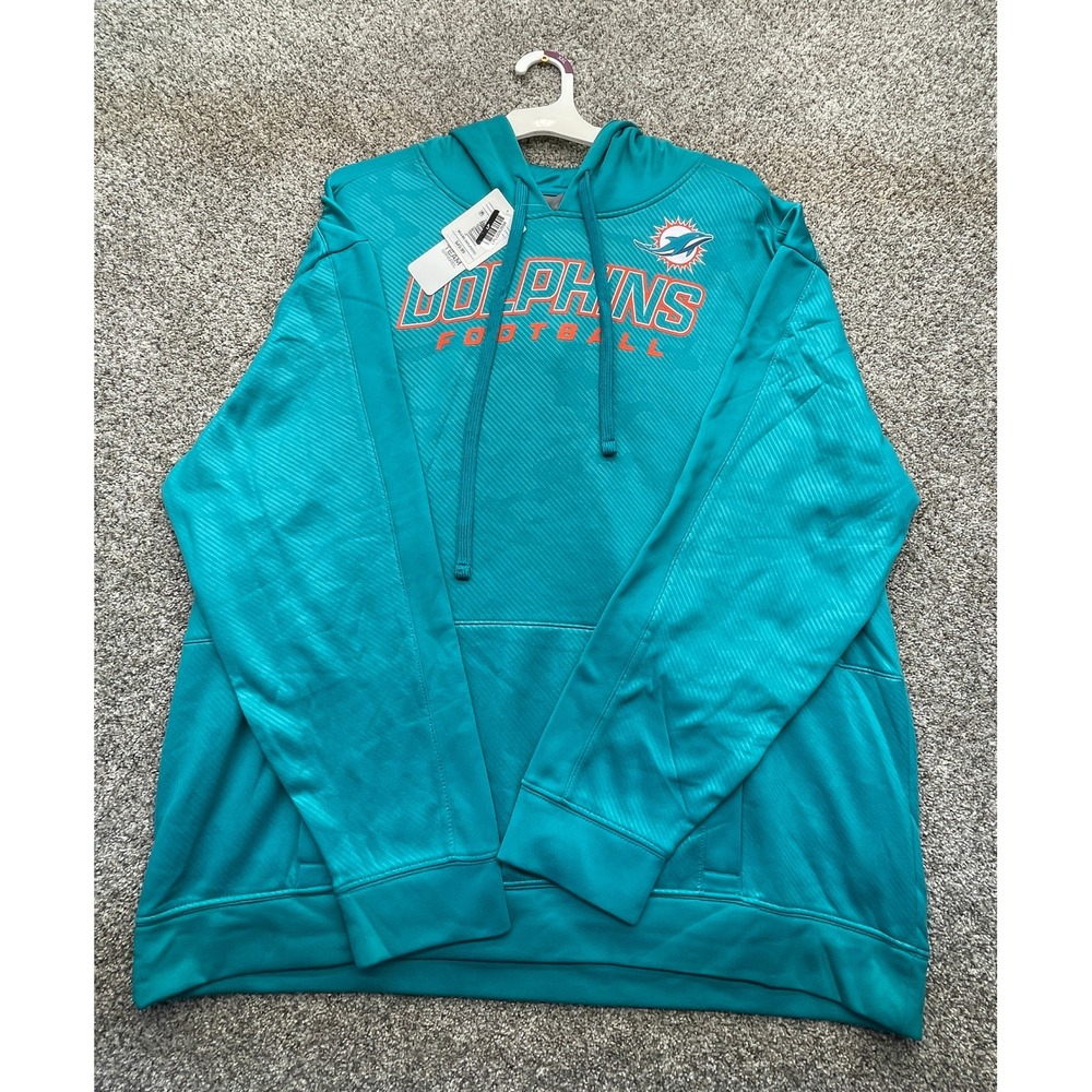NFL Team Apparel Miami Dolphins Hoodie Men 2XL Teal NEW Textured Performance